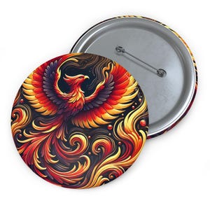 Phoenix Bird Pinback Button Ita Bag Set Accessories Pins Nature-Inspired Pinback Buttons for Mythical Bird and Fire Bird Decoration