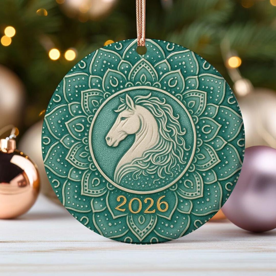 2026 Chinese Year of the Horse Ornament Green Ceramic Zodiac Decor
