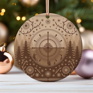 Ceramic Ornament Lithuanian Traditional Pattern Ornament Baltic Folk Art Christmas Decoration Gift for Lithuania Lover Ethnic Geometric