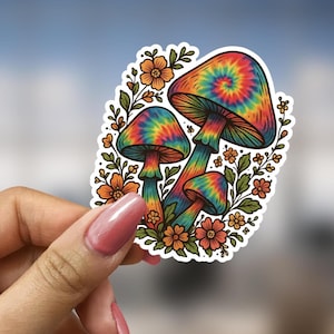 Cottagecore Mushroom Sticker Boho Forest Vinyl Decal Gift for Herbalist Forager Plant Lover Nature Witch Toadstool Laptop Aesthetic Gift