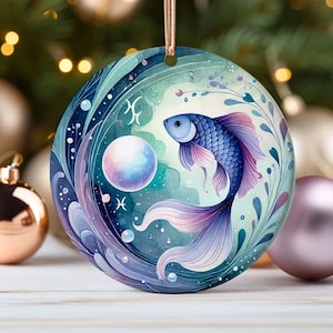 Watercolor Gemini Fish Ornament Astrology Zodiac Decor Spiritual Home Gift for Astrology Lovers and Horoscope Fans Elegant Christmas Decor