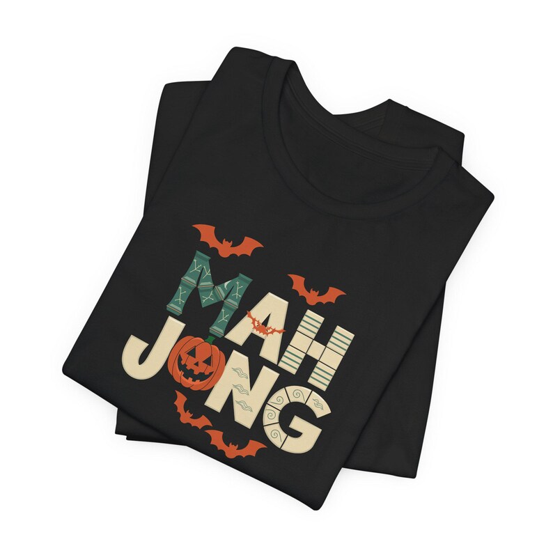 Halloween Ghost Mahjong Tee with Spooky Tee for Mahjong Players Unisex Tee with Cute Ghost Design Halloween Shirt Mahjong Lover Gift image 7