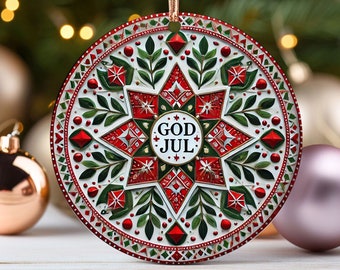 God Jul Norwegian Christmas Ornament Nordic Holiday Decor Festive Winter Decoration Switzerland Inspired Gift for Scandinavian Lovers Gift