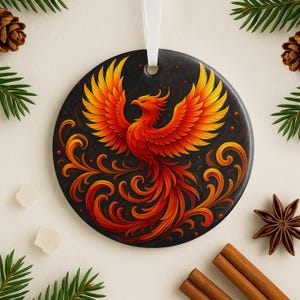 Phoenix Bird Ornament Gift for Mythology Lover Spiritual Tree Decoration Fantasy Fire Art Present for Transformation and Rebirth Gift