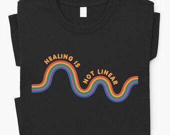 Healing Is Not Linear T-Shirt Mental Health Awareness Tee Gift for Survivor SAAM Support Trauma Recovery Shirt Self Love Graphic Top
