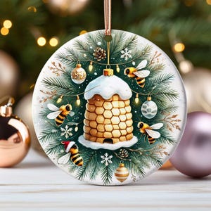 Bee Lover Christmas Ornament Festive Beekeeper Decor Unique Holiday Tree Decoration Perfect Gift for Bee Enthusiasts Farmer Decor