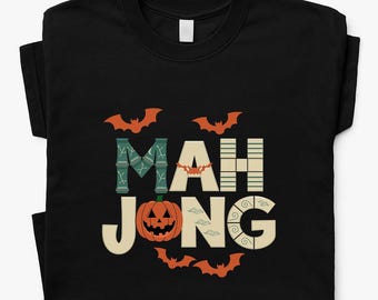 Halloween Ghost Mahjong Tee with Spooky Tee for Mahjong Players Unisex Tee with Cute Ghost Design Halloween Shirt Mahjong Lover Gift