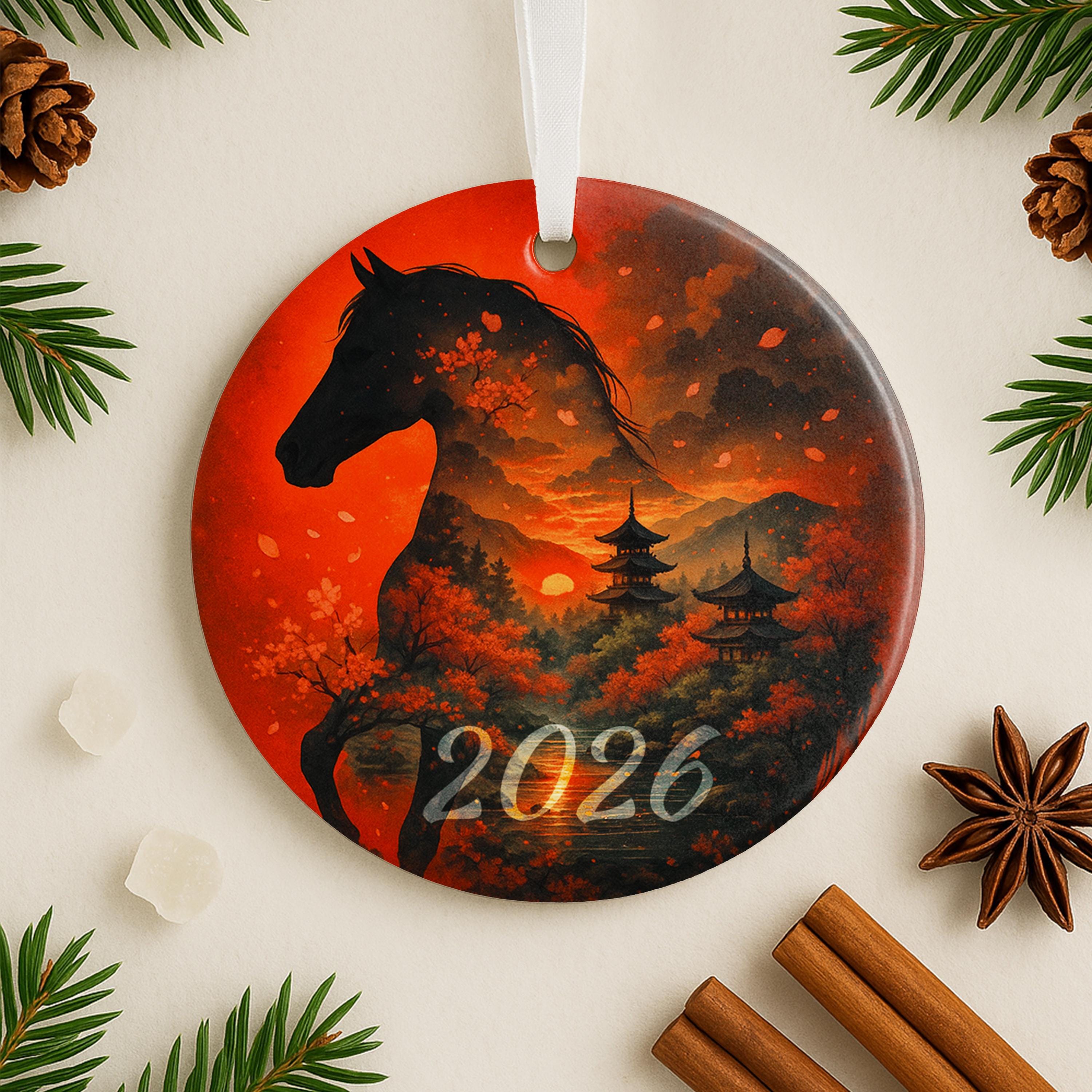 WONDERDECOR 馬と子馬のオーナメント 2026 Year of the Horse 2026 Ornament Gift Lunar New Year Decor Chinese