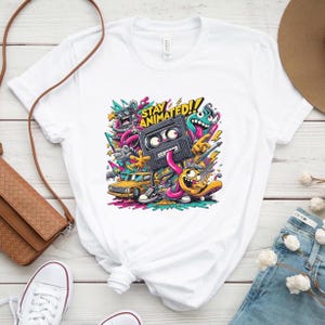 90s Cartoon Characters Shirt Nostalgic TV Show T-Shirt Gift for 90s Kid Retro Animation Graphic Tee Vintage Pop Culture Fan Gift Graffiti