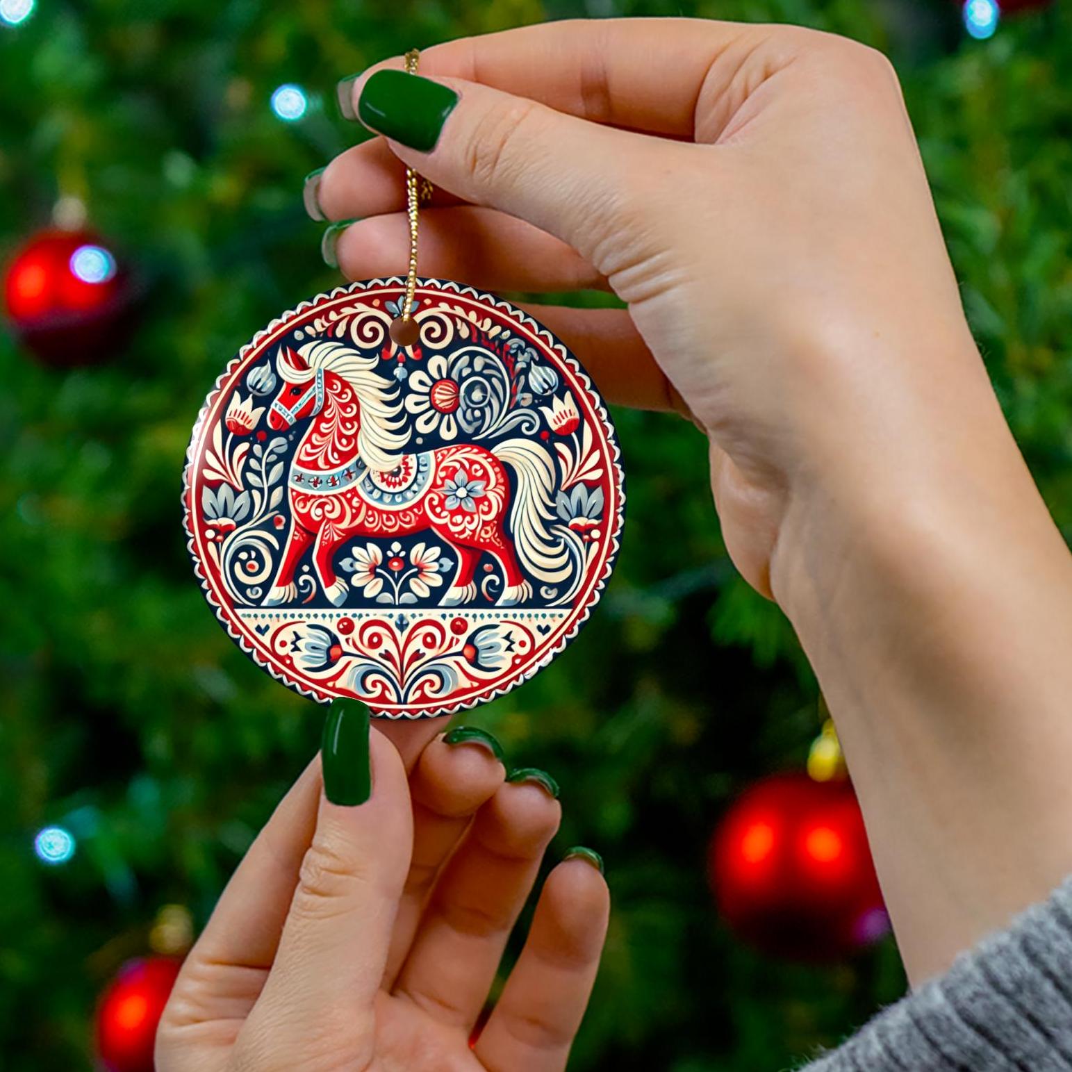 Scandinavian Dala Horse Ornament Nordic Christmas Tree Decor Swedish