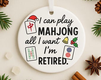 Mahjong Christmas Ornament Funny Gift for Retired Mahjong Player Mah Jongg Tree Decor Holiday Tile Humor Keepsake
