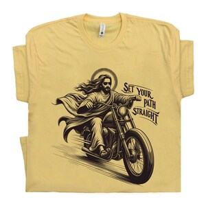 Motorcycle T Shirt Christian Shirt Jesus Clothes Bible Proverbs Gifts Biker Funny Catholic Shirt Jesus Riding Christmas Gift Church Trending zdjęcie 3