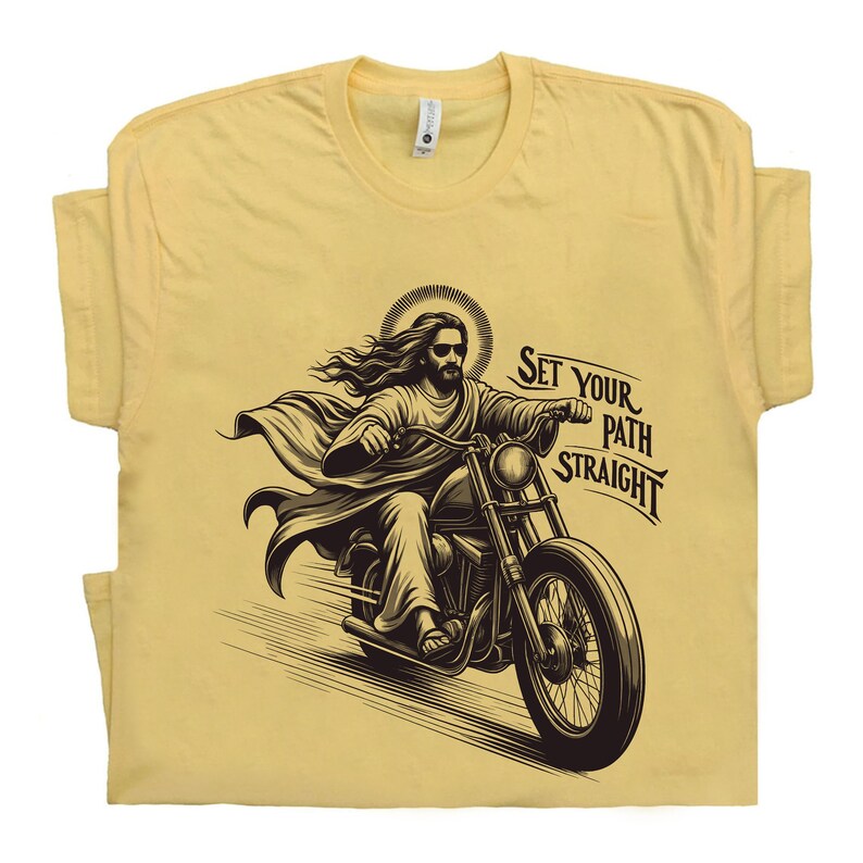 Motorcycle T Shirt Christian Shirt Jesus Clothes Bible Proverbs Gifts Biker Funny Catholic Shirt Jesus Riding Christmas Gift Church Trending zdjęcie 3