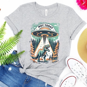 Funny Dinosaur Shirt With UFO Dinosaur T Shirt UFO T Shirt Funny Cool Graphic  For Men Women Guys Novelty Tee
