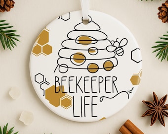 Beekeeper Life Ornament Gift for Beekeeper Decor Present Bee Hive Lover Beekeeper Ornament Funny Honeycomb Tree Decoration Gift Christmas