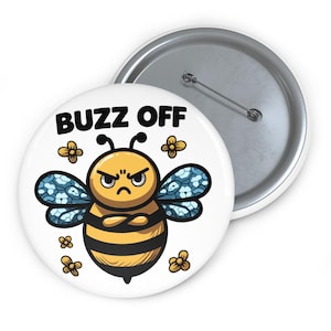 Grumpy Bee Pinback Button Set Funny Insect Gift Nature Inspired Pins for Beekeepers Gardeners and Bee Enthusiasts Protect Bees