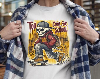 Vintage 80s SKATE SKELETON Shred to the Bone Cartoon T-shirt