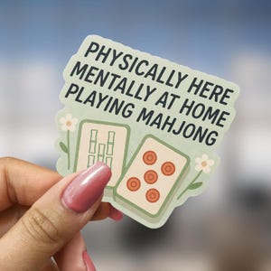 Playing Mahjong Sticker Gift for Mahjong Mom Tile Lover Decal Cute Game Night Vinyl for Mahjong Club Friend Mahjong Tile Sticker Ita Bag