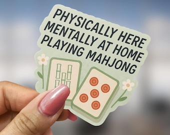 Playing Mahjong Sticker Gift for Mahjong Mom Tile Lover Decal Cute Game Night Vinyl for Mahjong Club Friend Mahjong Tile Sticker Ita Bag