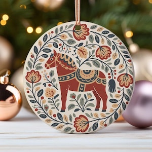 Ceramic Dala Horse Ornament Gift for Scandinavian Home Decor Swedish Folk Art Christmas Decoration Nordic Home Accent Sweden Souvenir