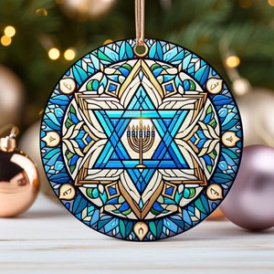 Stained Glass Style Hanukkah ornaments Christmas Ornament Jewish Star of David Hanukkah Ornament Chanukah Decorations happy hanukkah gift