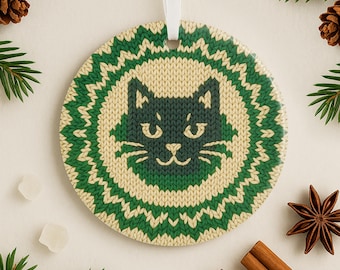 Yule Cat Ornament Icelandic Folklore Tree Decor Knitted Cat Gift for Witchy Christmas Pagan Yule Decoration for Cat Mom Nordic Myth Gift