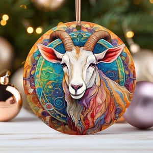 Oil Painting Style Goat Ornament Rustic Farmhouse Decor Gift for Goat Farmers Barnyard Animal Figurine Country Home Decoration