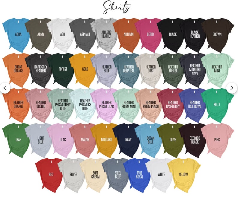 Peut inclure: Un tableau de 36 t-shirts de diff&eacute;rentes couleurs avec le nom de la couleur imprim&eacute; sur chaque t-shirt.