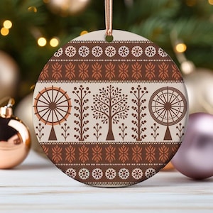 Traditional Lithuanian Ceramic Ornament Baltic Folk Art Tree Decoration Gift for Cultural Heritage Lovers Handmade Ceramic Keepsake