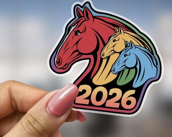 Year of the Horse 2026 Sticker Gift for Chinese Zodiac Collector Chinese New Year Celebrant Asian Horse Lover Laptop Planner Water Bottle