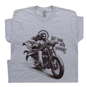 Motorcycle T Shirt Christian Shirt Jesus Clothes Bible Proverbs Gifts Biker Funny Catholic Shirt Jesus Riding Christmas Gift Church Trending zdjęcie 4