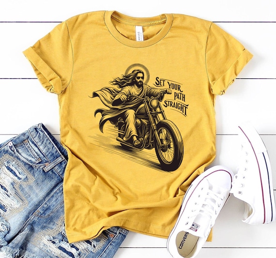 Motorcycle T Shirt Christian Shirt Jesus Clothes Bible Proverbs Gifts Biker Funny Catholic Shirt Jesus Riding Christmas Gift Church Trending