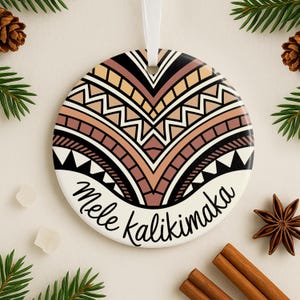 Mele Kalikimaka Ornament Gift for Hawaiian Christmas Lover Traditional Polynesian Pattern Tree Decoration Island Holiday Keepsake State