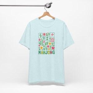 Funny Mahjong Tee Summer Floral Gift for Mahjong Playing Mom Mahjong Moms Birthday Gift Tile Game Shirt for Women Mahjong Queen Top image 6