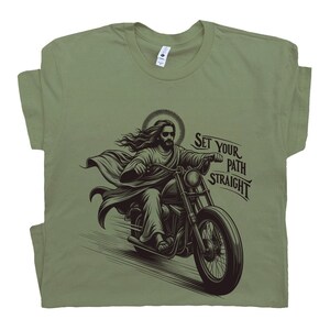 Motorcycle T Shirt Christian Shirt Jesus Clothes Bible Proverbs Gifts Biker Funny Catholic Shirt Jesus Riding Christmas Gift Church Trending zdjęcie 5