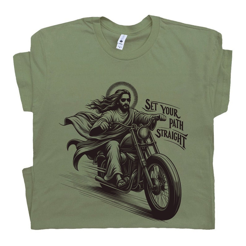 Motorcycle T Shirt Christian Shirt Jesus Clothes Bible Proverbs Gifts Biker Funny Catholic Shirt Jesus Riding Christmas Gift Church Trending zdjęcie 5