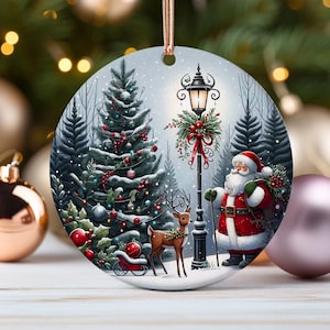 New York Christmas Ornament NYC Santa Reindeer Tree Holiday Gift for New Yorker City Winter Decor Big Apple Christmas Keepsake State
