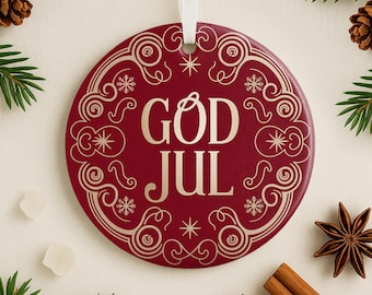 God Jul Ornament Red and White Nordic Christmas Tree Decor Cozy Holiday Gift for Parents Scandinavian Yule Danish Swedish Finnish Decor