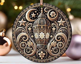 Adorno de linterna de Ramadán, regalos florales y de fauna, recuerdos inspirados en la naturaleza para entusiastas de la fe y decoración festiva cultural, decoración elegante