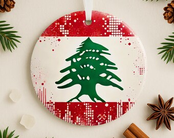 Ceramic Ornament Lebanese Cedar Tree Watercolor Gift Middle Eastern Keepsake Lebanese Family Heritage Lebanese Family Decor Middle Eastern