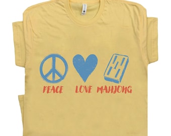 Peace Love Mahjong Shirt Gift for Mahjong Player Tile Game Lover Tee Funny Mahjong T-Shirt Present for Mahjong Mom Grandma Friend