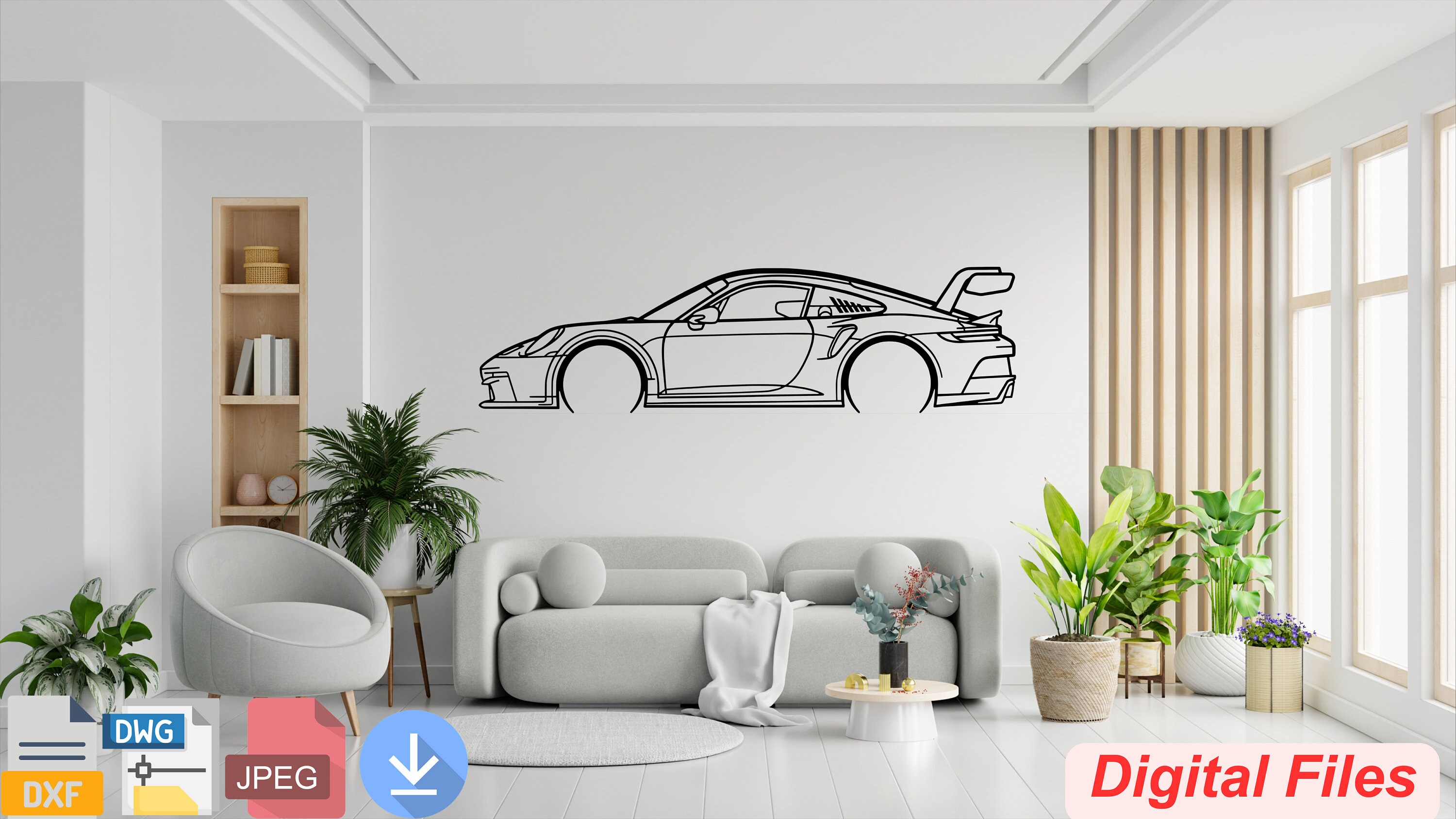 911 GT3 Kupa, Car Silhouette Metal Wall Art, Wall Decor, Gifts, Custom