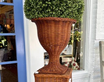 Braided Wicker Urn | English Chestnut | Handwoven Decorative Urn Vase | Indoor or Outdoor