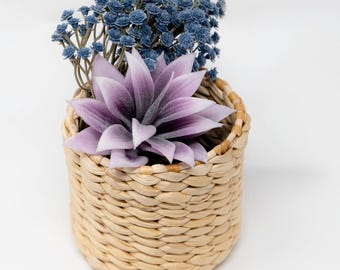 Handwoven Banana Fiber Planter: Natural Woven Cachepot for Orchids