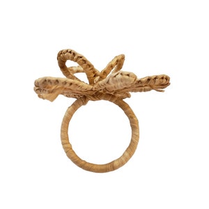 Raffia Orchid Blossom Napkin Rings | Tropical Raffia Napkin Décor