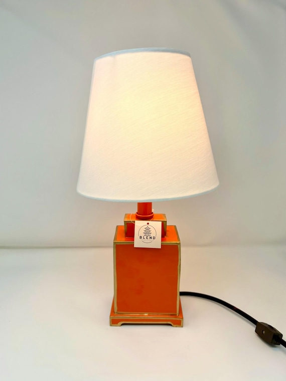 Mini Tole Tea Jar Lamp: Hand-Painted Chinoiserie Accent Lamp