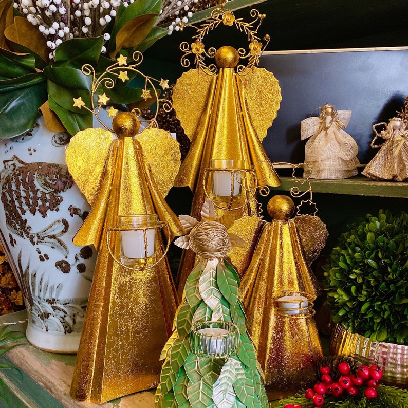 Gold Archangels Angel Votive Holder Figurine Etsy