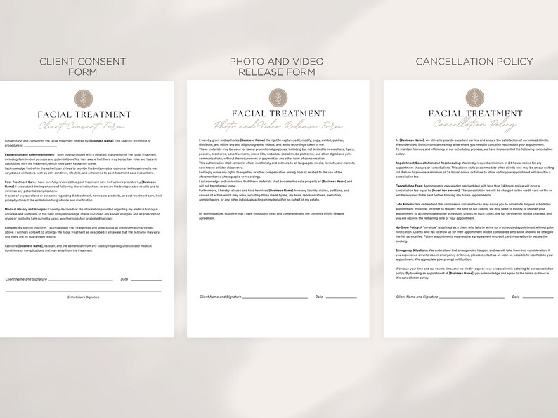 Facial Treatment Forms Editable Esthetician Templates Printable ...