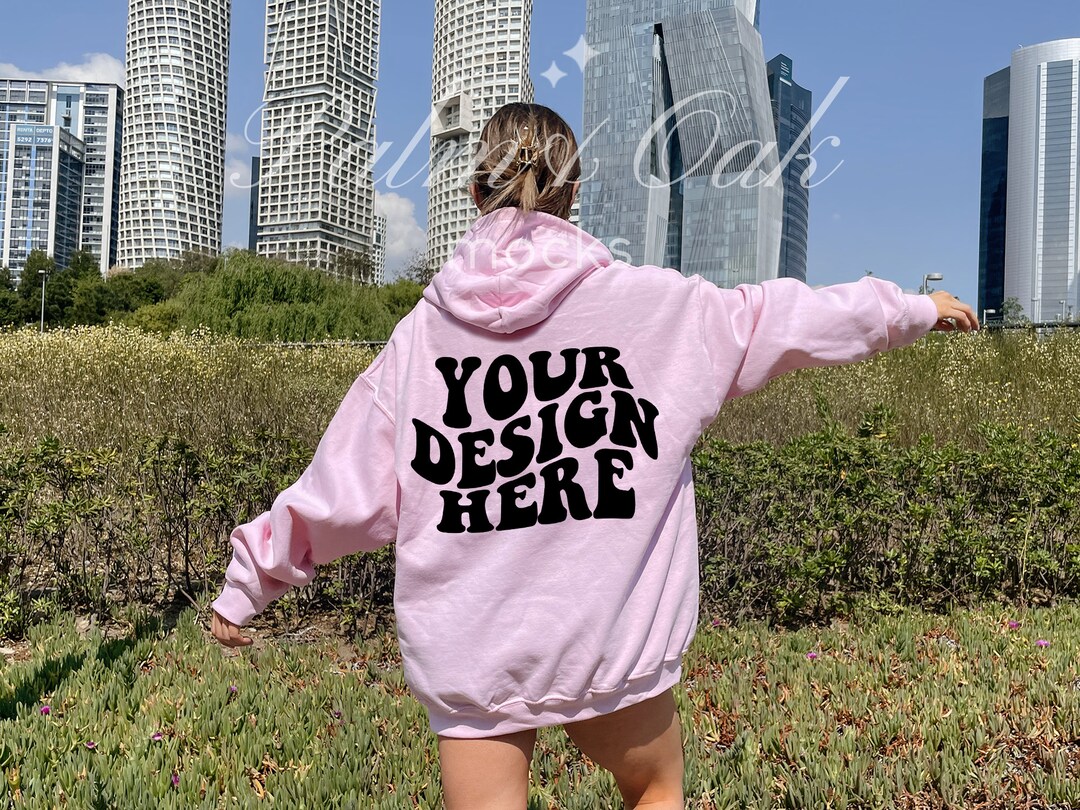 Gildan 18500 Light Pink Hoodie Mockup, Back of Hoodie Mockup, Oversized
