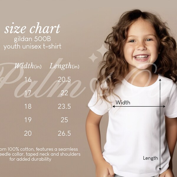 Youth Gildan 500b Size Chart Etsy